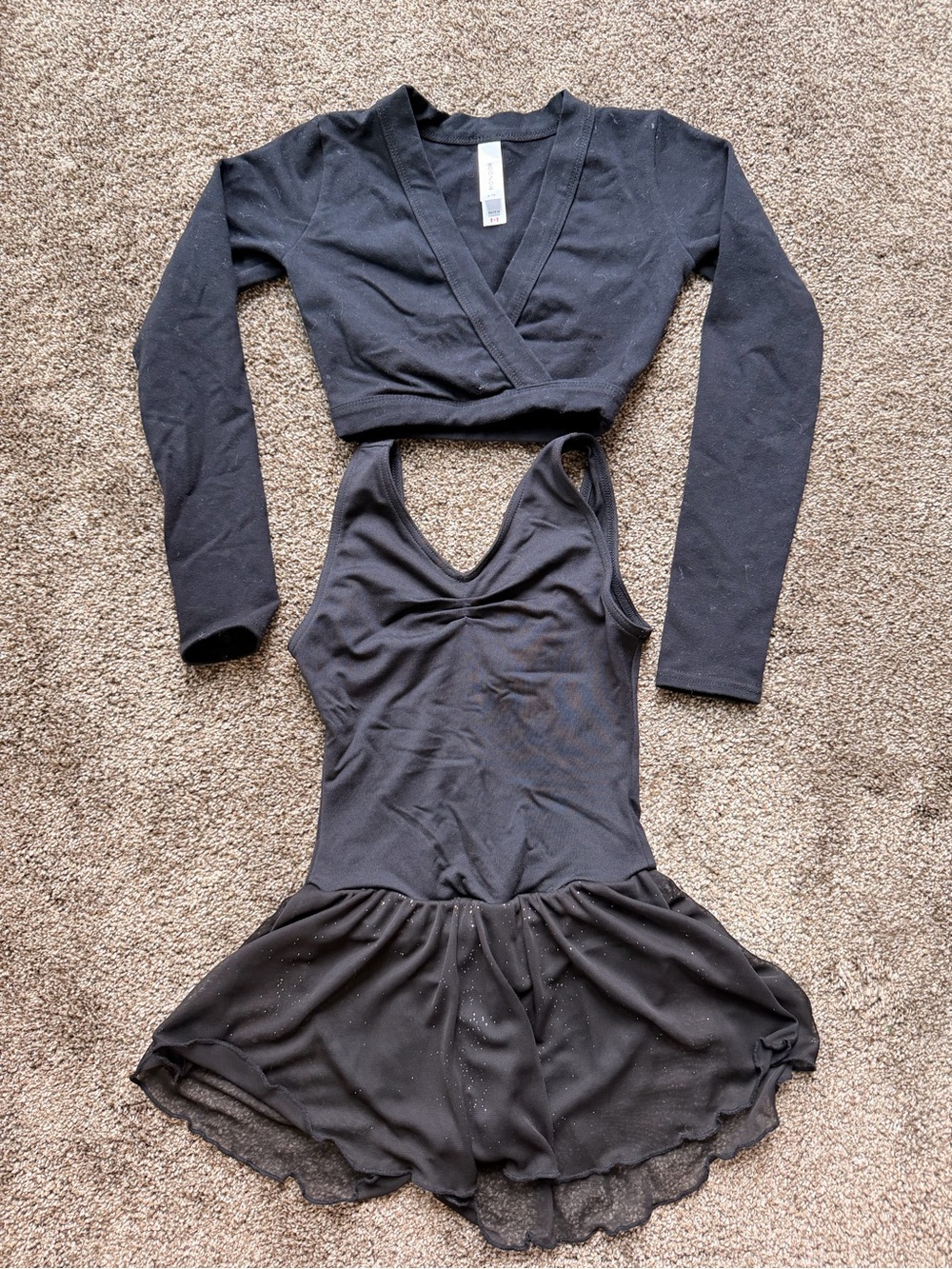Capezio Black Leotard with Skirt and cotton top inclusive